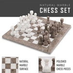 Natural oceanic grey and white marble chess board 15 inch — hand-polished alternating stone squares by RADICALn