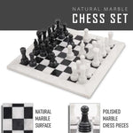 Natural white and black marble chess board 15 inch — hand-polished alternating stone squares by RADICALn