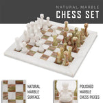 Natural white and green onyx marble chess board 15 inch — hand-polished alternating stone squares by RADICALn