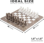 Oceanic grey and white marble chess board size guide — 15x15 inch board, individual squares 1.5x1.5 inches by RADICALn