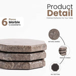 Six oceanic marble coaster plates showing polished edges and felt bottoms