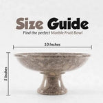 Oceanic marble pedestal fruit bowl measuring 10 inches wide and 5 inches tall on a footed stem