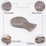 Oceanic marble spoon rest details: smooth edges, natural marble and felt bottom