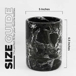 Round black marble wine chiller size guide showing 5 inch width and 6.5 inch height