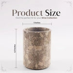 Round oceanic marble wine chiller size guide showing 5 inch width and 6.5 inch height