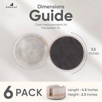 Round white onyx marble coaster set and holder dimensions: 3.5 inch felt-backed coasters, 6 pack