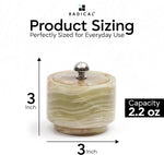 Green onyx marble seasoning keeper with lid, 3 inches tall and wide with 2.2 oz capacity