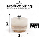 White onyx marble seasoning keeper with lid, 3 inches tall and wide with 2.2 oz capacity