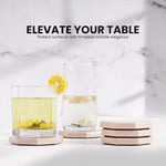 Verona octagon marble coasters under two glasses of lemon water and iced tea