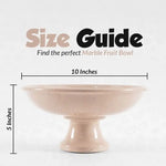 Verona marble pedestal fruit bowl measuring 10 inches wide and 5 inches tall on a footed stem