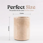 Verona marble utensil holder size guide showing 5 inch width and 6.5 inch height