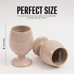 Verona marble wine glass dimensions: 5 inches tall with a 2.5 inch opening