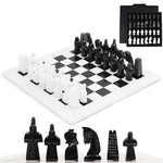 White and black antique marble chess set 15 inch — complete set with storage box and medieval figurative pieces lineup by RADICALn