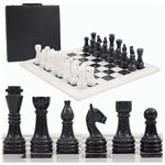 White and black marble chess set 15 inch — handmade natural stone with storage box by RADICALn