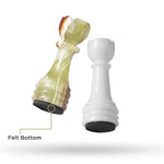 White marble and green onyx chess pieces felt bottom detail — knight and rook comparison by RADICALn