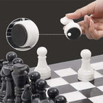 White marble chess piece lifted showing individual felt bottom — RADICALn black and white marble chess set 15 inch