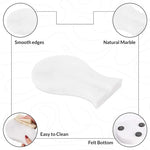 White marble spoon rest details: smooth edges, natural marble and felt bottom