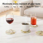 Round Marble Coasters Set of 4 with Holder - Stone 3.5"