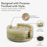 Round Marble Coasters Set of 4 with Holder - Stone 3.5"