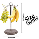 Marble Banana Holder 12.5" Inches White Handmade Banana Stand and Hanger for Countertop Fruit Storage