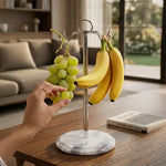 Marble Banana Holder 12.5" Inches White Handmade Banana Stand and Hanger for Countertop Fruit Storage