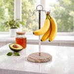 Marble Banana Holder 12.5" Inches White Handmade Banana Stand and Hanger for Countertop Fruit Storage