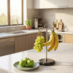 Marble Banana Holder 12.5" Inches White Handmade Banana Stand and Hanger for Countertop Fruit Storage