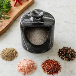 Marble Salt Cellar 4.5" Inch Oceanic Handmade Salt Jar & Table Salt Storage For Kitchen Countertop