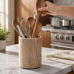 Marble Utensil Holder and Spoon Caddy Black -Countertop Organizer for Kitchen Utensils, Flatware, and Chopsticks