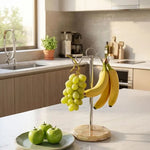 Marble Banana Holder 12.5" Inches White Handmade Banana Stand and Hanger for Countertop Fruit Storage