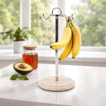 Marble Banana Holder 12.5" Inches White Handmade Banana Stand and Hanger for Countertop Fruit Storage