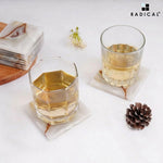 Radicaln Marble Coasters for Drinks White 3.5 Inch Handmade Set of 6 Square Coasters - Kitchen Caddy, Office Pot Drink Coaster Plates