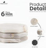 Radicaln Marble Coasters for Drinks 3.5" White Handmade Star Set of 6 - Coasters for Coffee Table - Drink Coasters - Modern Table Décor