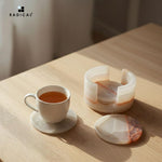 Radicaln Marble Coasters Set of 6 Handmade 3.5" Inch Round Coasters for Drinks, Coaster Set with Holder, Elegant Table Decor