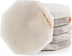 Radicaln Marble Coasters for Drinks 3.5" White Handmade Star Set of 6 - Coasters for Coffee Table - Drink Coasters - Modern Table Décor