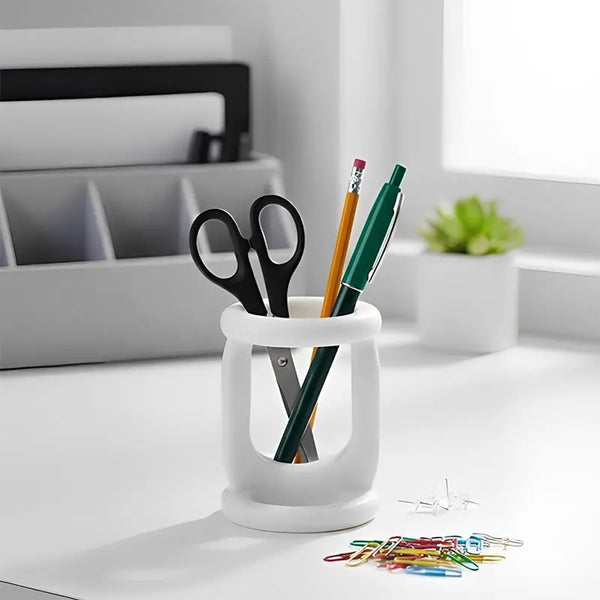 Marble Stationary Holder 4" Inches Travertine Handmade Maker Organizer