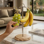 Marble Banana Holder 12.5" Inches White Handmade Banana Stand and Hanger for Countertop Fruit Storage