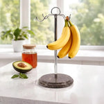 Marble Banana Holder 12.5" Inches White Handmade Banana Stand and Hanger for Countertop Fruit Storage
