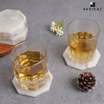 Radicaln Marble Coasters for Drinks 3.5" White Handmade Star Set of 6 - Coasters for Coffee Table - Drink Coasters - Modern Table Décor