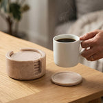 Radicaln Marble Coasters Set of 6 Handmade 3.5" Inch Round Coasters for Drinks, Coaster Set with Holder, Elegant Table Decor
