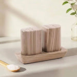 Marble Salt and Pepper Holders for Kitchen Countertop - Salt Shakers