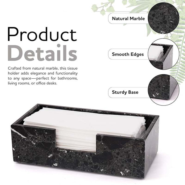 Marble Tissue Box Cover Tissue Dispenser for Bathroom & Living Room Organizer