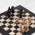 Black and Coral Antique 15 Inches  Premium Quality Marble Chess Set