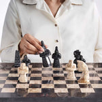 Black and Coral Antique 15 Inches  Premium Quality Marble Chess Set