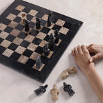 Black and Coral Antique 15 Inches  Premium Quality Marble Chess Set