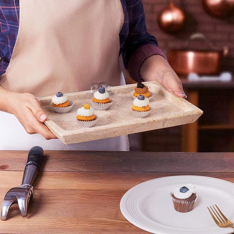 Fancy Natural Marble Rectangular Tray -  Serving Tray