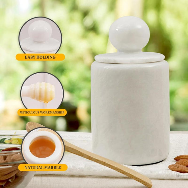 Honey Jar with Dipper Lid - Honey Dispenser