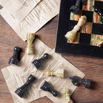 Marble Black & Multi Green Premium Quality Chess Pieces