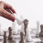 Marble Oceanic and White Chess Pieces