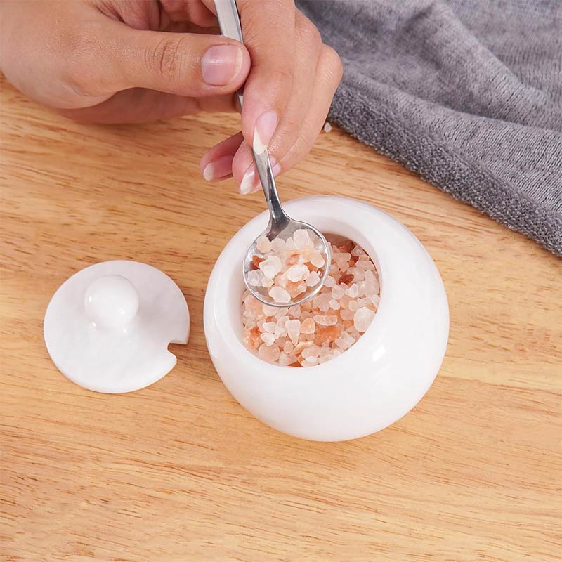 Marble Salt Cellar With Lid 3'' Salt Container For Kitchen Countertop - Salt Box & Salt Dish
